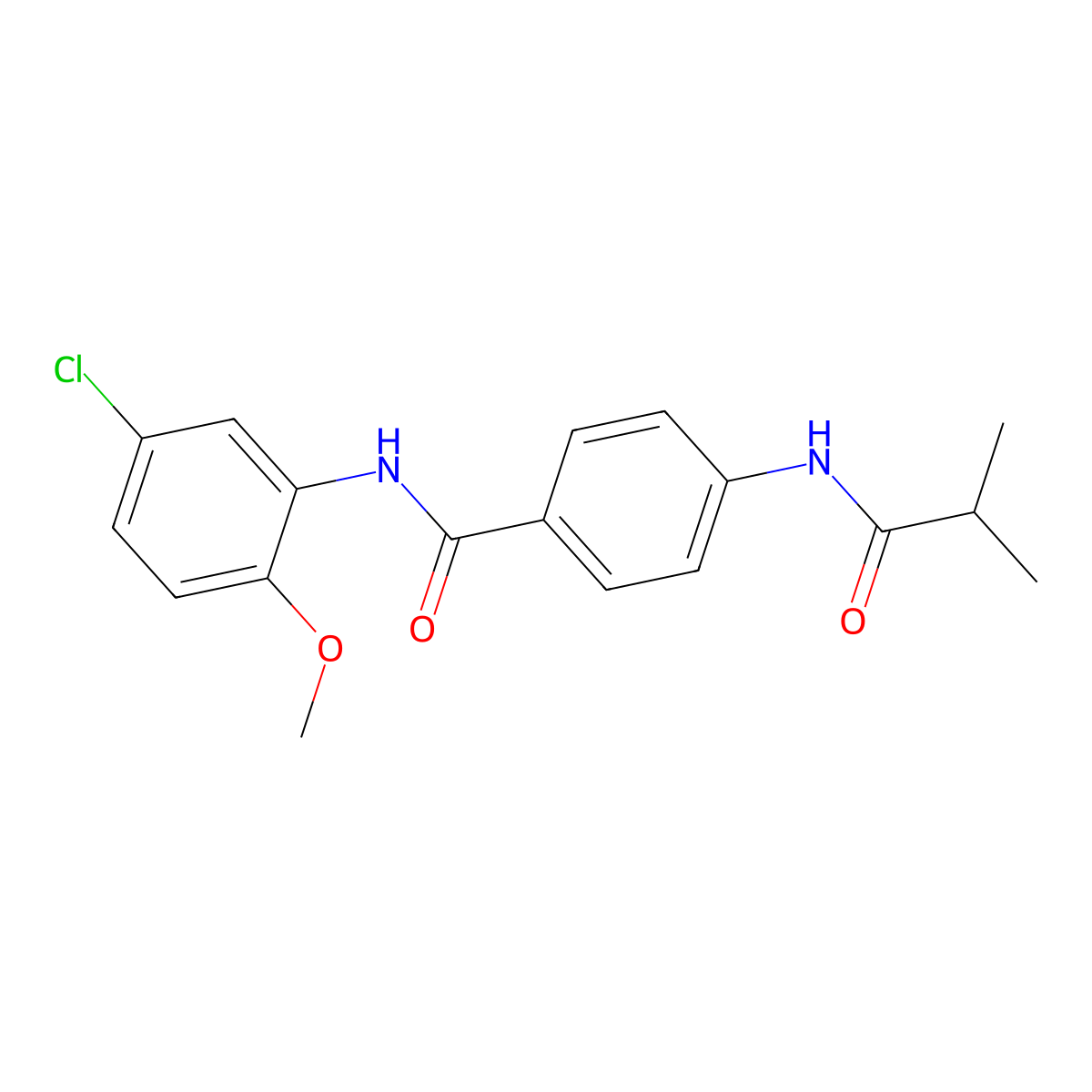 N-(5-chloro-2-methoxyphenyl)-4-(2-methylpropanoylamino)benzamide molecular structure, CAS 702647-95-8