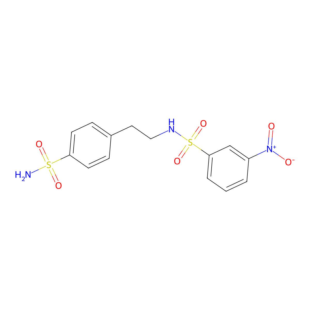 3-nitro-N-[2-(4-sulfamoylphenyl)ethyl]benzenesulfonamide molecular structure, CAS 702647-96-9