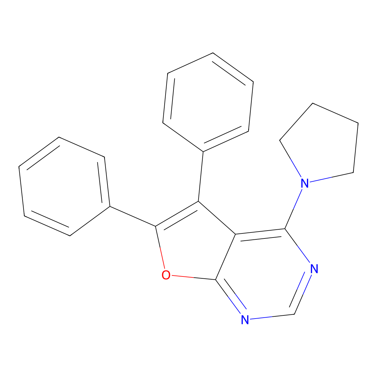 5,6-Diphenyl-4-pyrrolidin-1-ylfuro[2,3-d]pyrimidine molecular structure, CAS 702648-02-0