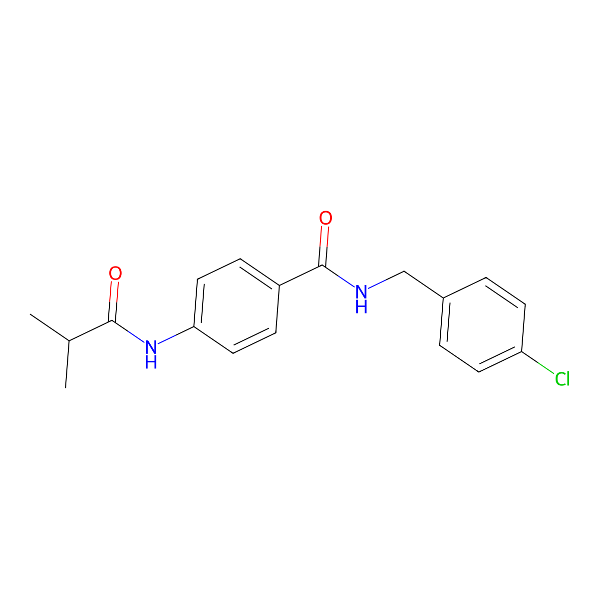 N-[(4-chlorophenyl)methyl]-4-(2-methylpropanoylamino)benzamide molecular structure, CAS 702648-11-1