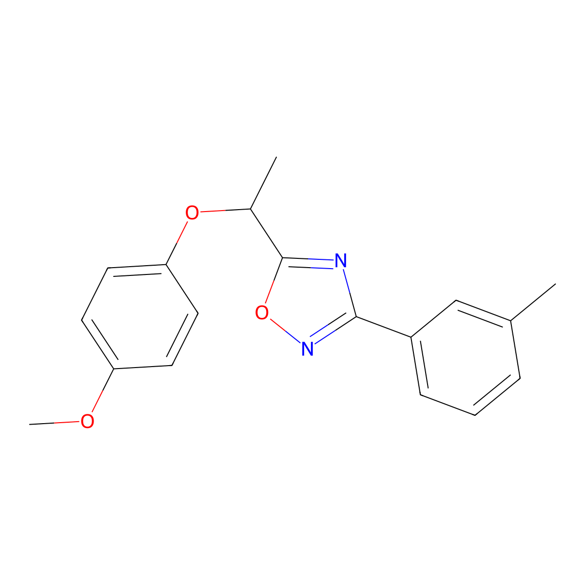 5-[1-(4-Methoxyphenoxy)ethyl]-3-(3-methylphenyl)-1,2,4-oxadiazole molecular structure, CAS 702648-22-4