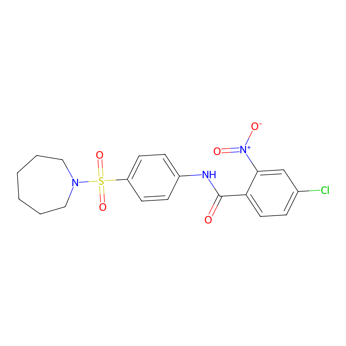 N-[4-(azepan-1-ylsulfonyl)phenyl]-4-chloro-2-nitrobenzamide molecular structure, CAS 702648-27-9
