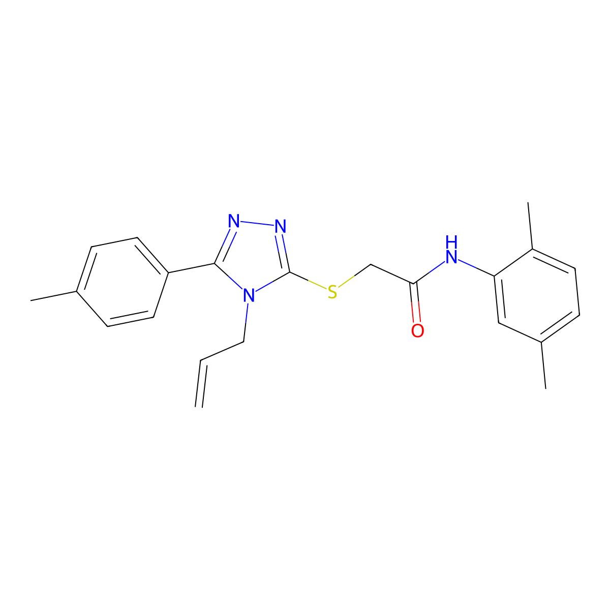 N-(2,5-dimethylphenyl)-2-[[5-(4-methylphenyl)-4-prop-2-enyl-1,2,4-triazol-3-yl]sulfanyl]acetamide molecular structure, CAS 702648-31-5