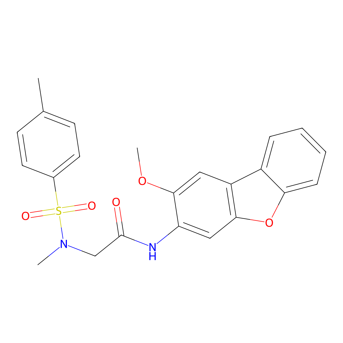 N-(2-methoxydibenzofuran-3-yl)-2-[methyl-(4-methylphenyl)sulfonylamino]acetamide molecular structure, CAS 702648-39-3