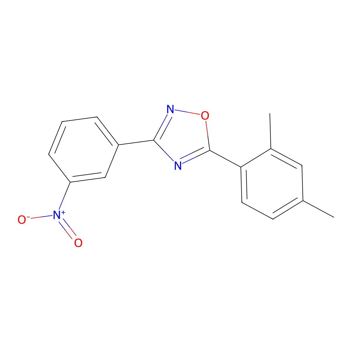 5-(2,4-Dimethylphenyl)-3-(3-nitrophenyl)-1,2,4-oxadiazole molecular structure, CAS 702648-42-8
