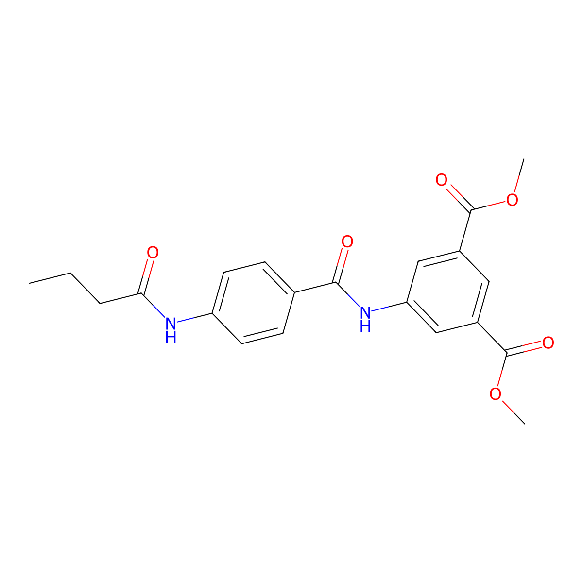 Methyl 5-{[4-(butanoylamino)phenyl]carbonylamino}-3-(methoxycarbonyl)benzoate molecular structure, CAS 702648-54-2