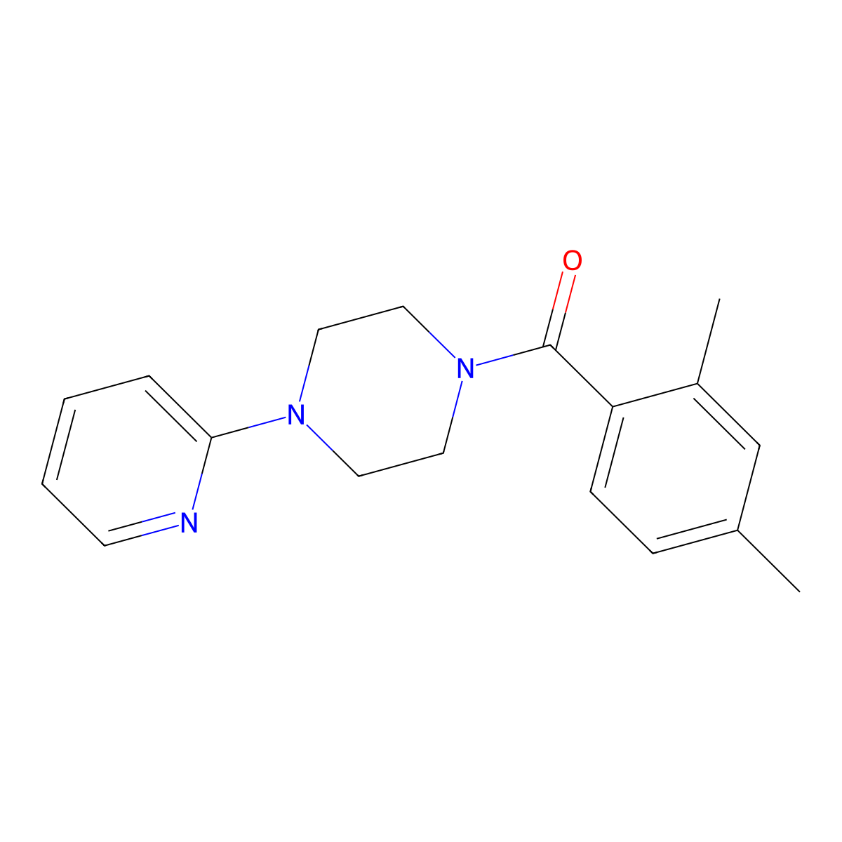 (2,4-Dimethylphenyl)-(4-pyridin-2-ylpiperazin-1-yl)methanone molecular structure, CAS 702648-79-1