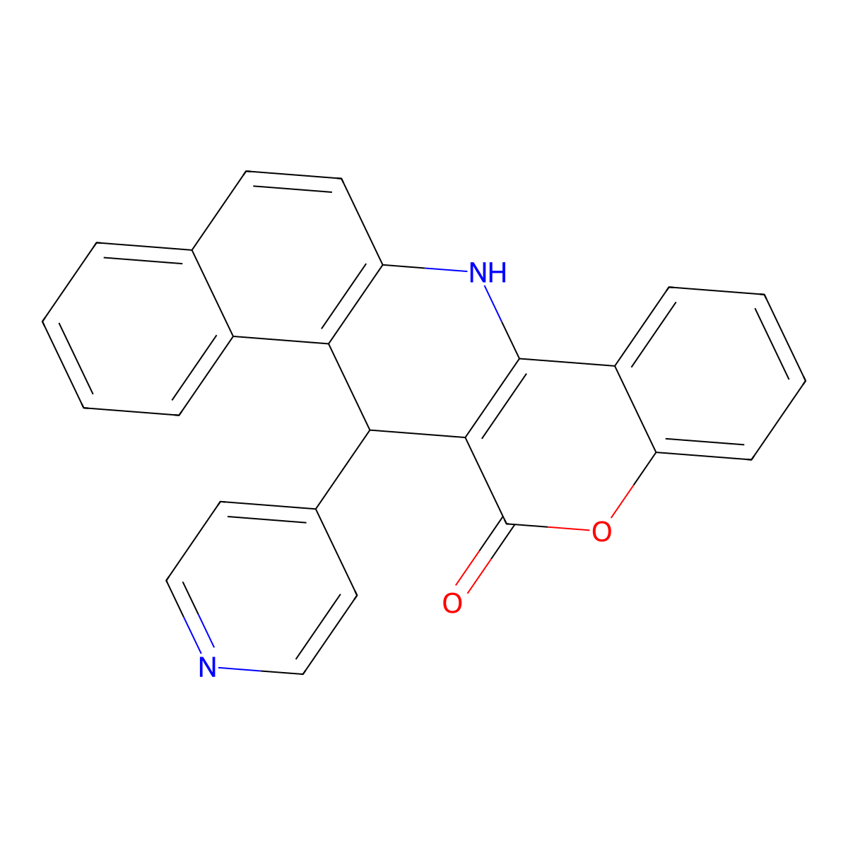 7-(pyridin-4-yl)-7,14-dihydro-6H-benzo[f]chromeno[4,3-b]quinolin-6-one molecular structure, CAS 702648-83-7