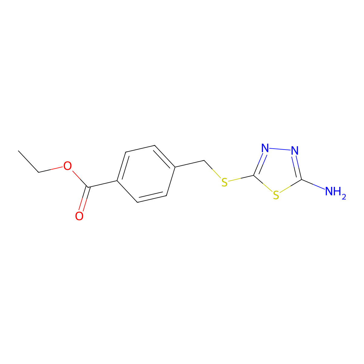 Ethyl 4-{[(5-amino-1,3,4-thiadiazol-2-yl)sulfanyl]methyl}benzoate molecular structure, CAS 702648-86-0
