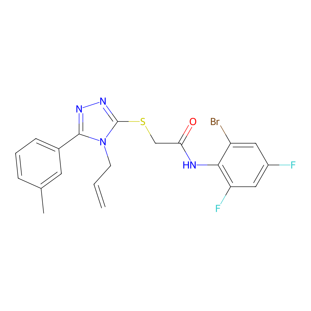 2-{[4-allyl-5-(3-methylphenyl)-4H-1,2,4-triazol-3-yl]sulfanyl}-N-(2-bromo-4,6-difluorophenyl)acetamide molecular structure, CAS 702648-93-9
