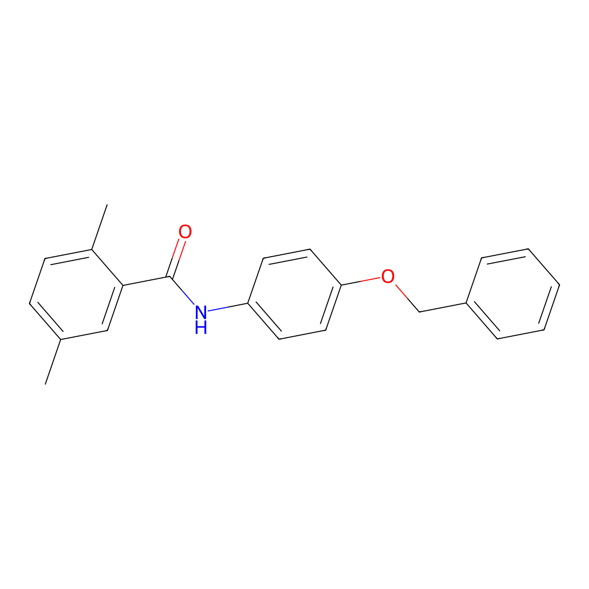 2,5-dimethyl-N-(4-phenylmethoxyphenyl)benzamide molecular structure, CAS 702649-02-3
