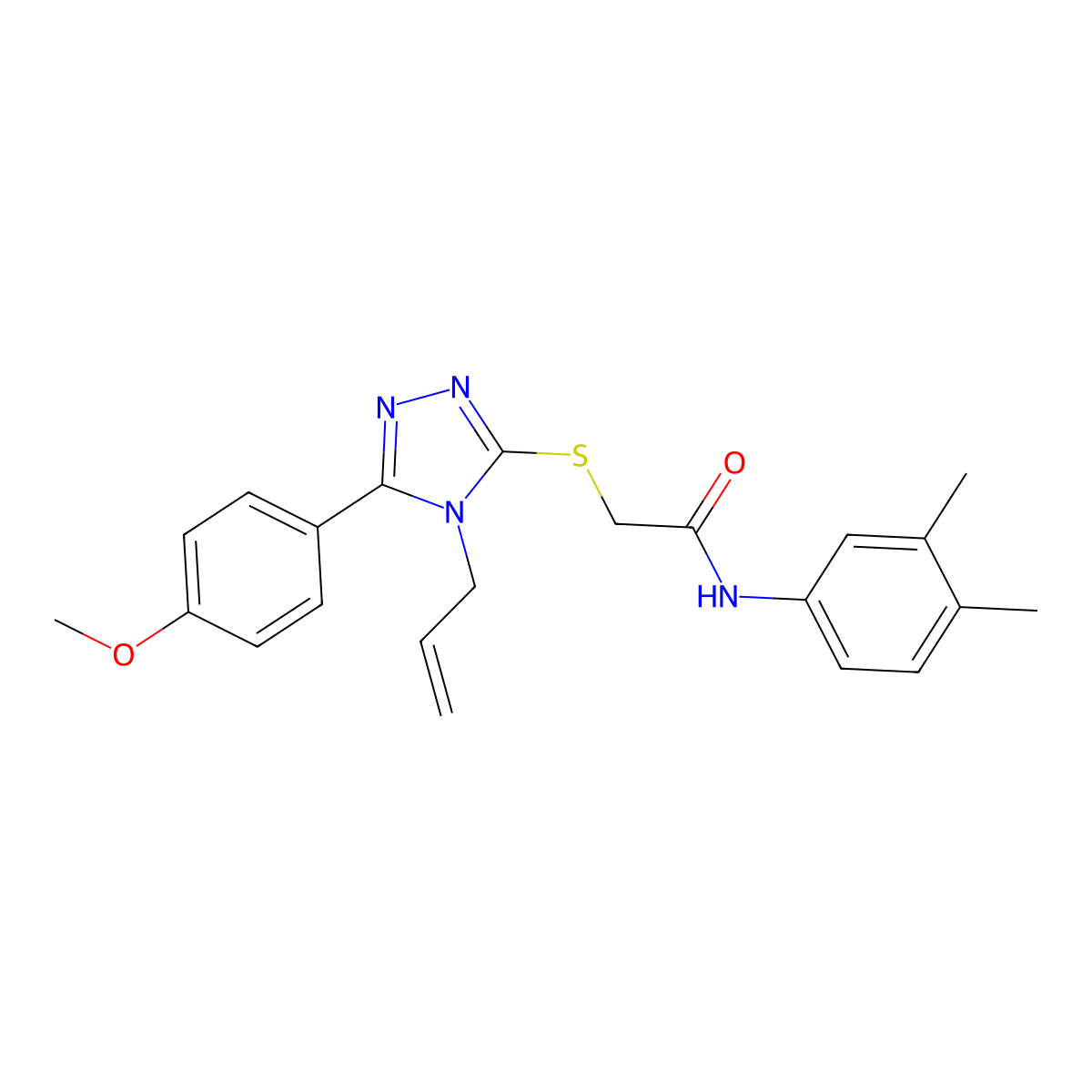 N-(3,4-dimethylphenyl)-2-{[5-(4-methoxyphenyl)-4-(prop-2-en-1-yl)-4H-1,2,4-triazol-3-yl]sulfanyl}acetamide molecular structure, CAS 702649-07-8