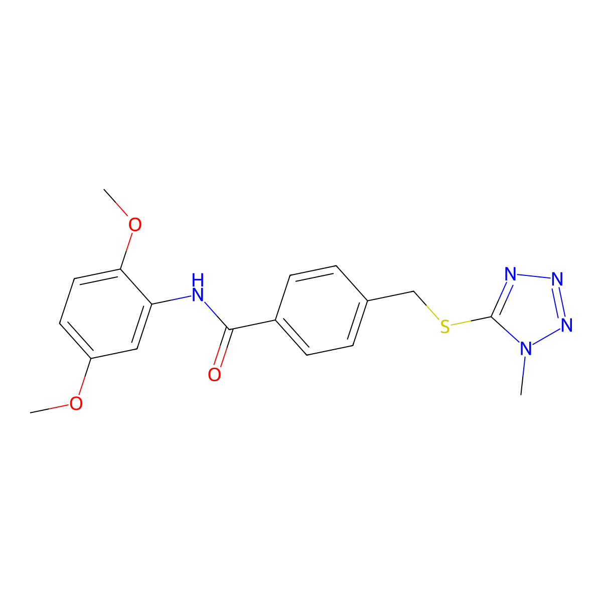 N-(2,5-dimethoxyphenyl)-4-[(1-methyltetrazol-5-yl)sulfanylmethyl]benzamide molecular structure, CAS 702649-09-0