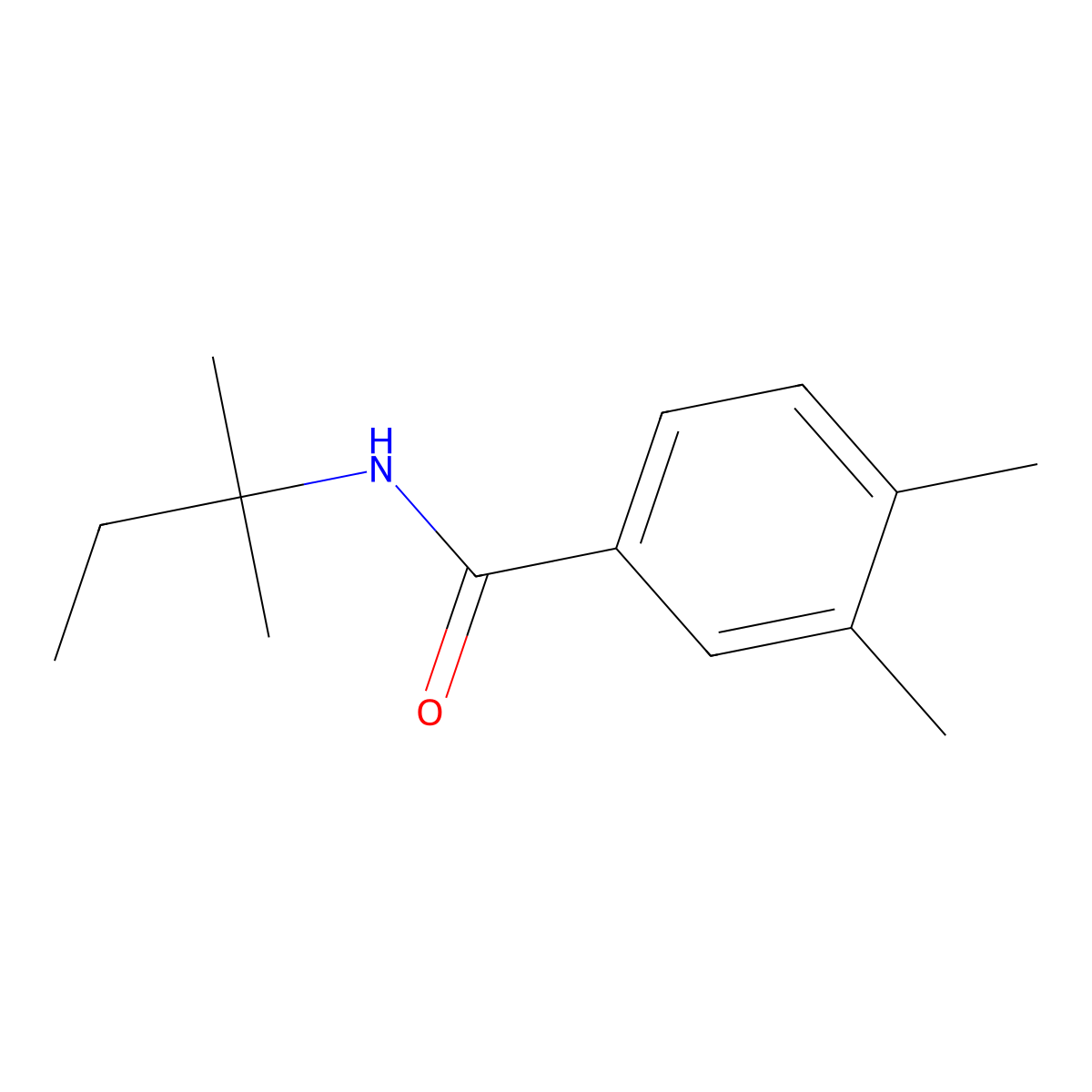 3,4-dimethyl-N-(2-methylbutan-2-yl)benzamide molecular structure, CAS 702649-12-5