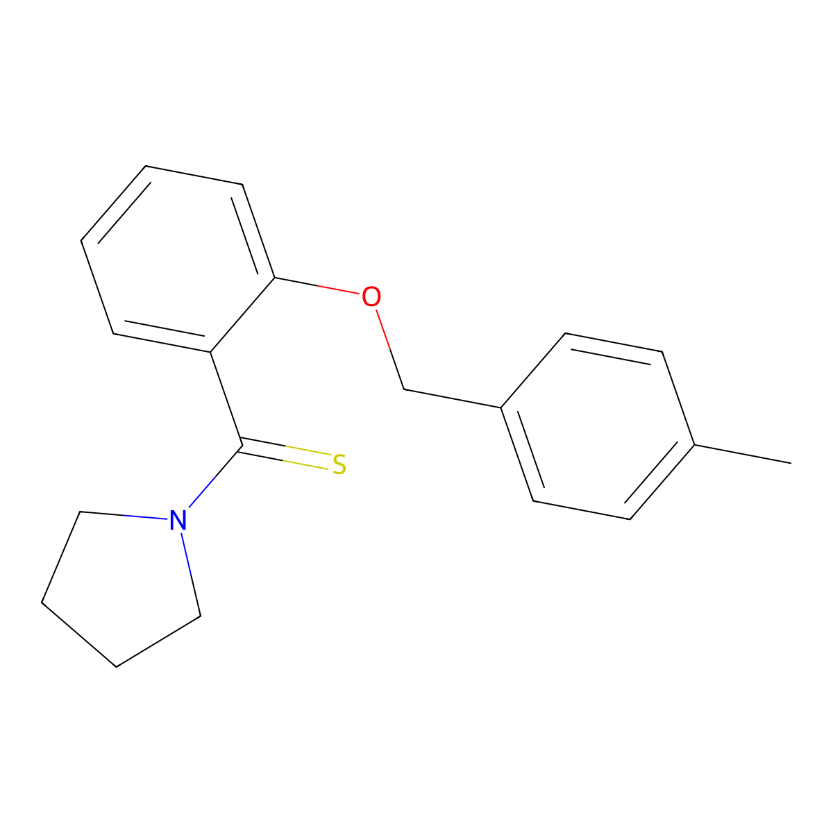 {2-[(4-Methylbenzyl)oxy]phenyl}(pyrrolidin-1-yl)methanethione molecular structure, CAS 702649-18-1