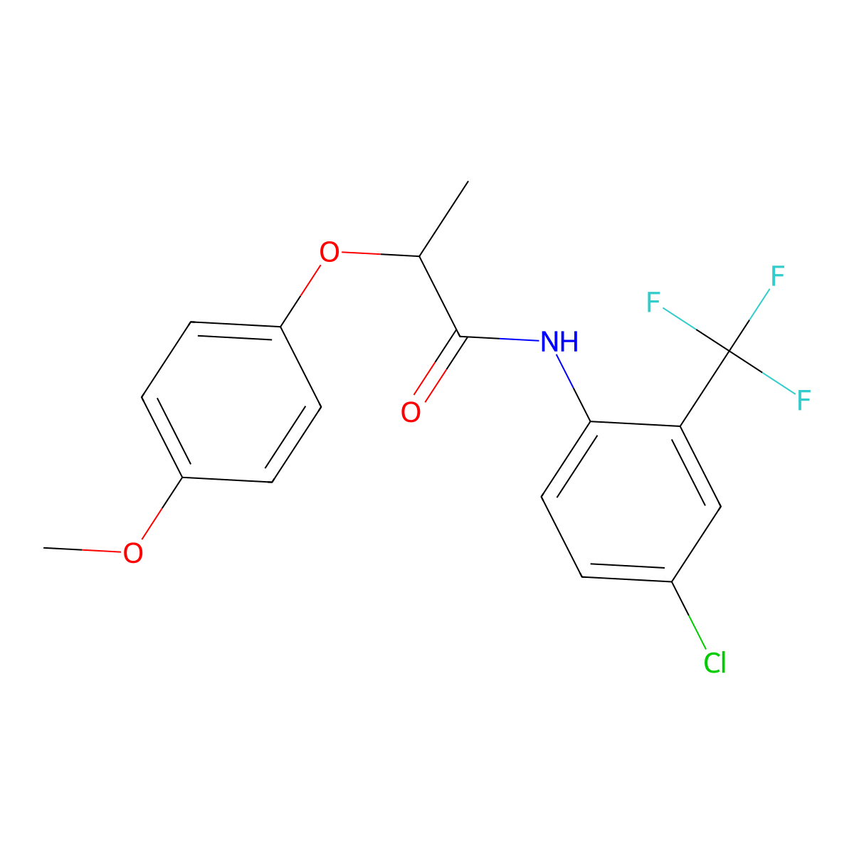 N-[4-chloro-2-(trifluoromethyl)phenyl]-2-(4-methoxyphenoxy)propanamide molecular structure, CAS 702649-51-2