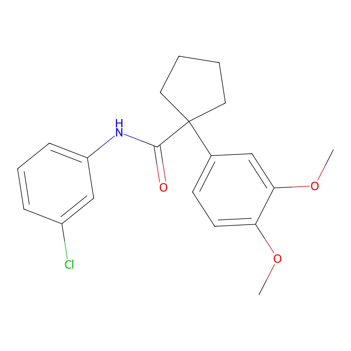 N-(3-chlorophenyl)-1-(3,4-dimethoxyphenyl)cyclopentanecarboxamide molecular structure, CAS 702649-52-3