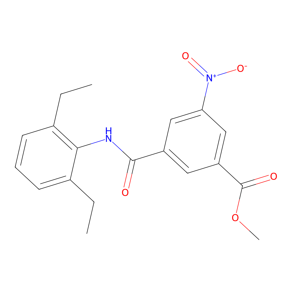 Methyl 3-[(2,6-diethylphenyl)carbamoyl]-5-nitrobenzoate molecular structure, CAS 702649-54-5