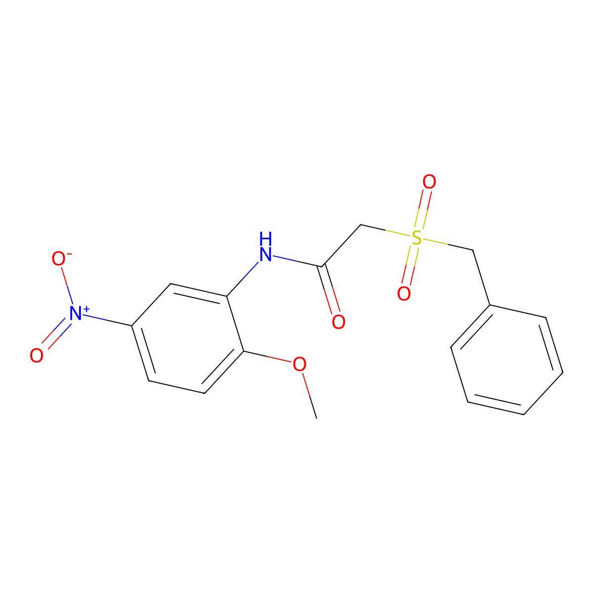 2-benzylsulfonyl-N-(2-methoxy-5-nitrophenyl)acetamide molecular structure, CAS 702649-56-7