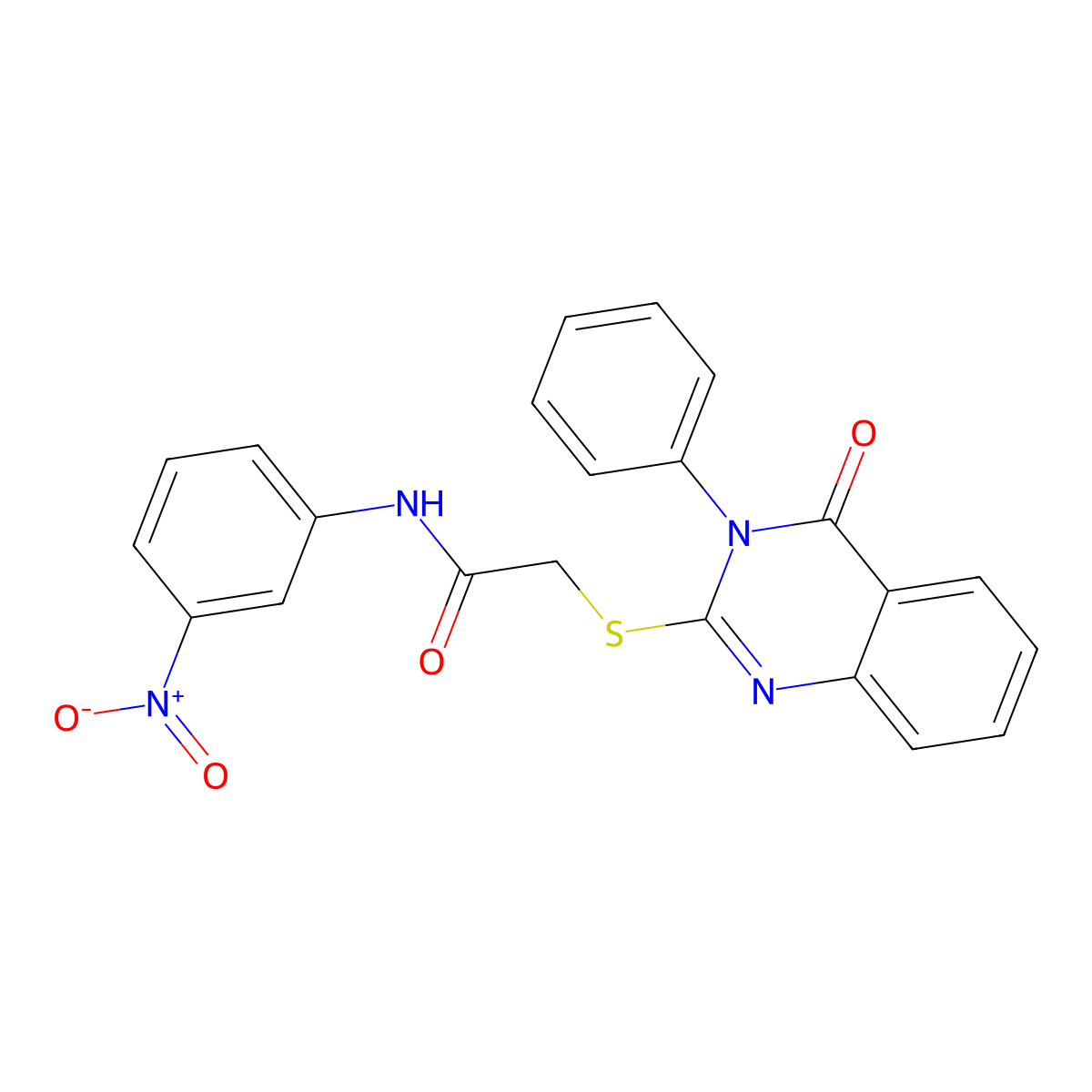 N-(3-nitrophenyl)-2-(4-oxo-3-phenylquinazolin-2-yl)sulfanylacetamide molecular structure, CAS 702649-59-0