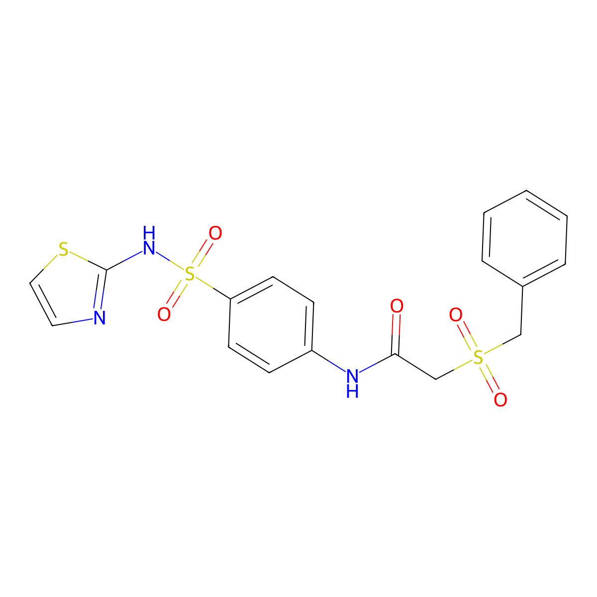 2-benzylsulfonyl-N-[4-(1,3-thiazol-2-ylsulfamoyl)phenyl]acetamide molecular structure, CAS 702649-66-9