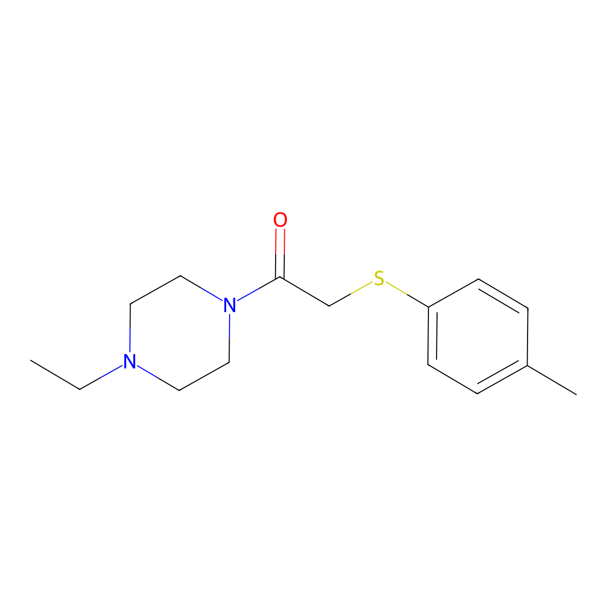 1-(4-Ethylpiperazin-1-yl)-2-(4-methylphenyl)sulfanylethanone molecular structure, CAS 702649-75-0