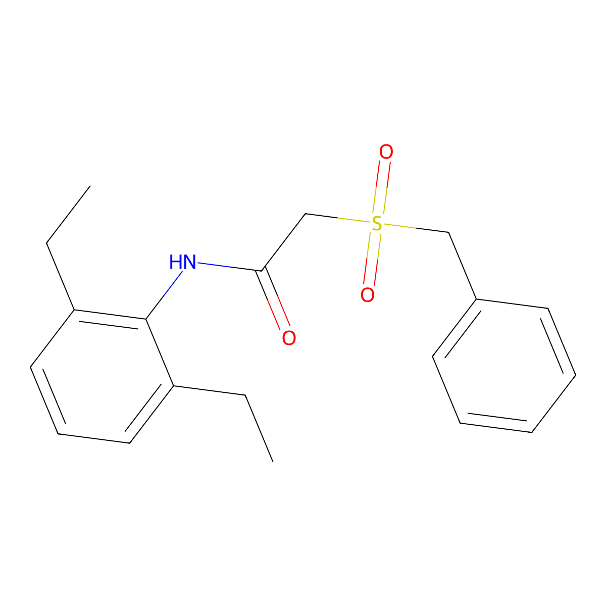 2-benzylsulfonyl-N-(2,6-diethylphenyl)acetamide molecular structure, CAS 702649-81-8