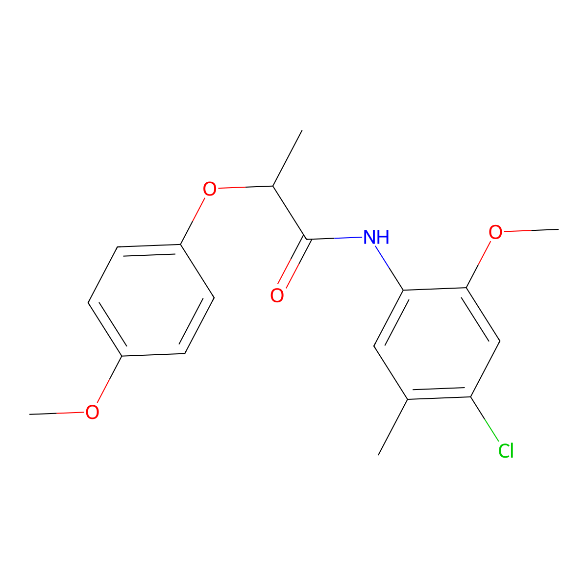 N-(4-chloro-2-methoxy-5-methylphenyl)-2-(4-methoxyphenoxy)propanamide molecular structure, CAS 702649-82-9
