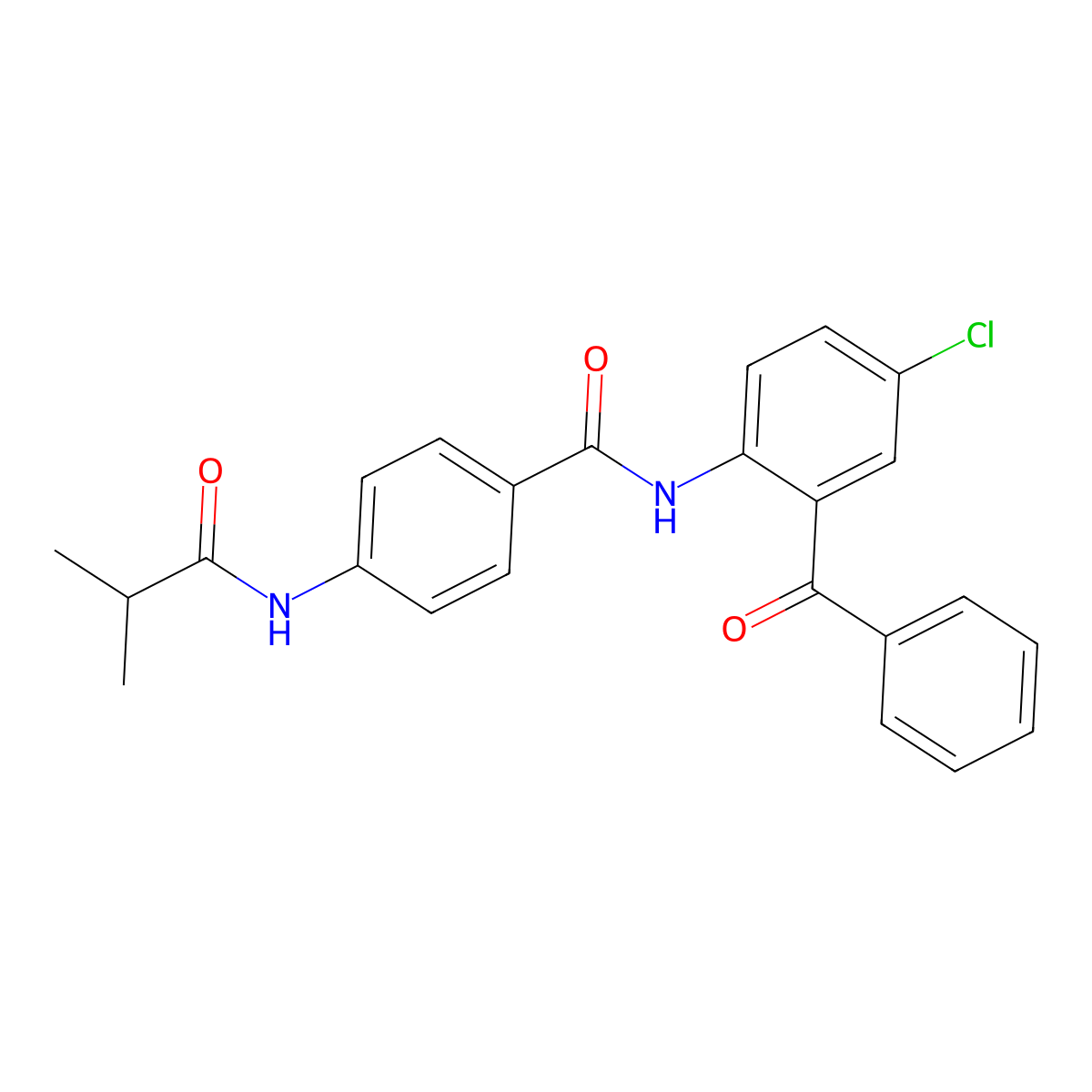 N-(2-benzoyl-4-chlorophenyl)-4-(2-methylpropanoylamino)benzamide molecular structure, CAS 702649-84-1