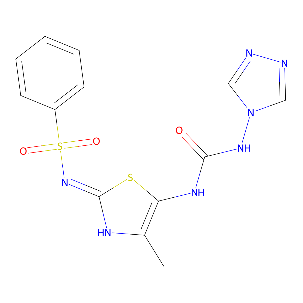 1-[2-(Benzenesulfonamido)-4-methyl-1,3-thiazol-5-yl]-3-(1,2,4-triazol-4-yl)urea molecular structure, CAS 702649-90-9