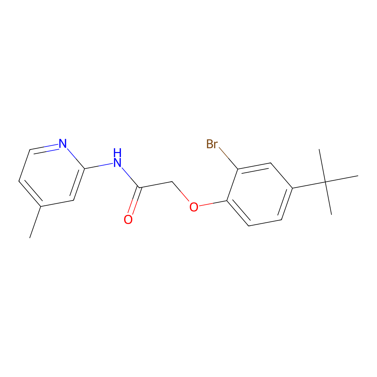 2-(2-bromo-4-tert-butylphenoxy)-N-(4-methylpyridin-2-yl)acetamide molecular structure, CAS 702649-93-2
