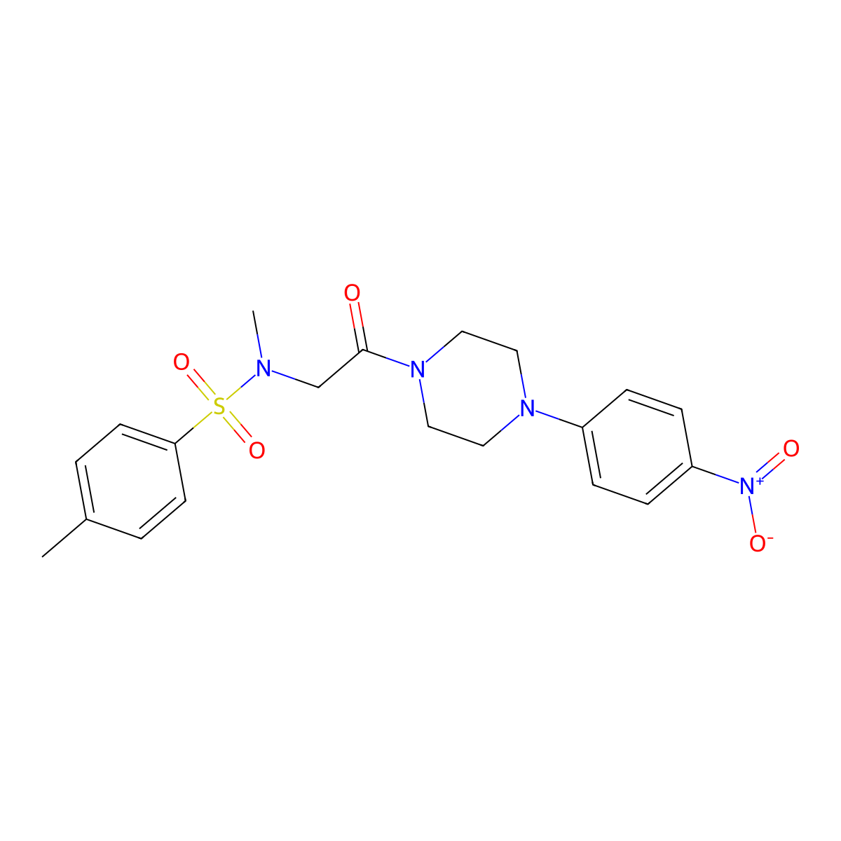 N,4-dimethyl-N-[2-[4-(4-nitrophenyl)piperazin-1-yl]-2-oxoethyl]benzenesulfonamide molecular structure, CAS 702649-95-4