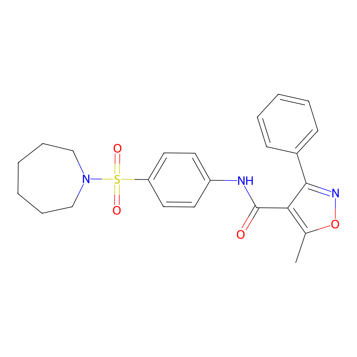 N-[4-(azepan-1-ylsulfonyl)phenyl]-5-methyl-3-phenyl-1,2-oxazole-4-carboxamide molecular structure, CAS 702649-97-6