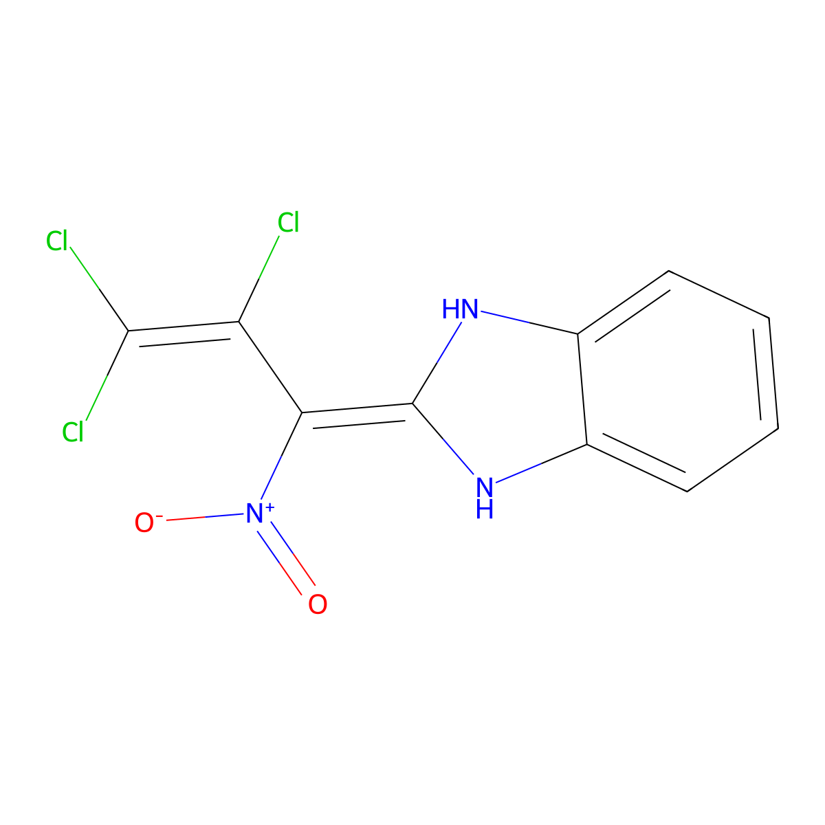 2-(2,3,3-Trichloro-1-nitro-allylidene)-2,3-dihydro-1H-benzoimidazole molecular structure, CAS 70265-24-6