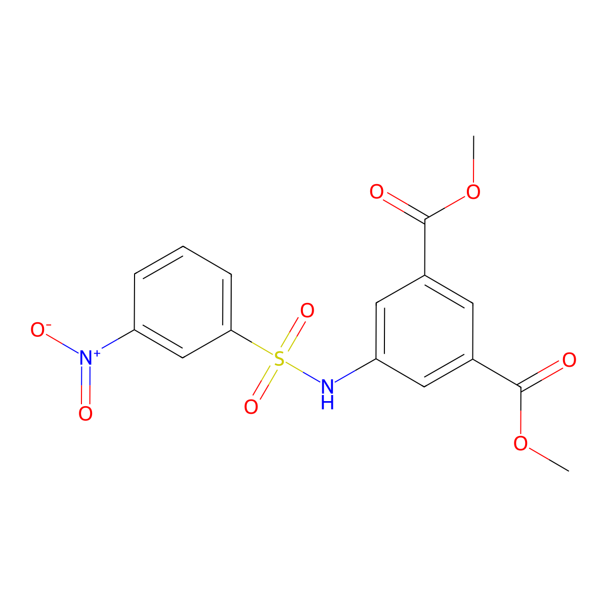 Methyl 3-(methoxycarbonyl)-5-{[(3-nitrophenyl)sulfonyl]amino}benzoate molecular structure, CAS 702650-08-6