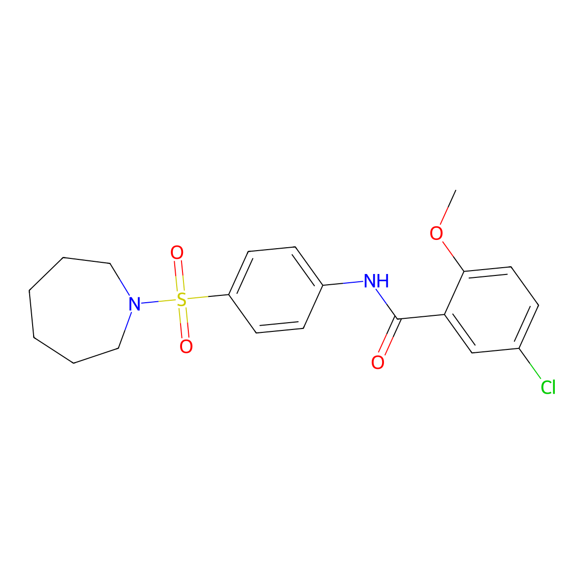 N-[4-(azepan-1-ylsulfonyl)phenyl]-5-chloro-2-methoxybenzamide molecular structure, CAS 702650-21-3