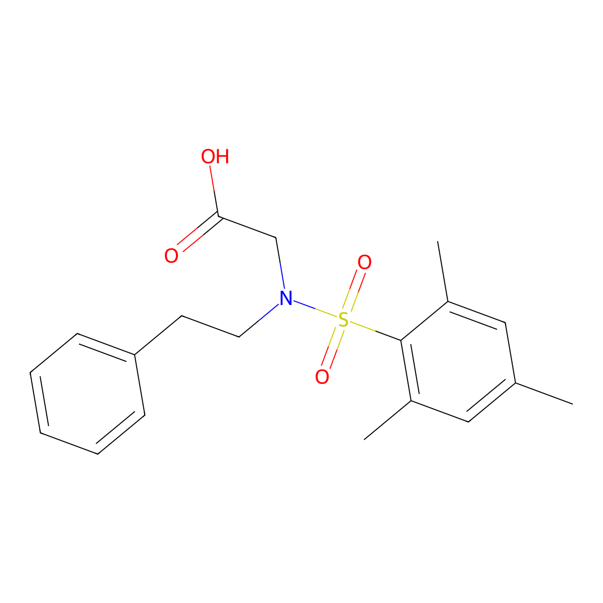 N-(2-phenylethyl)-N-[(2,4,6-trimethylphenyl)sulfonyl]glycine molecular structure, CAS 702650-25-7