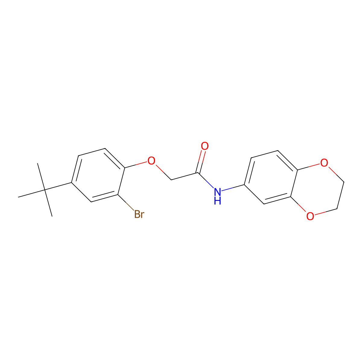 2-(2-bromo-4-tert-butylphenoxy)-N-(2,3-dihydro-1,4-benzodioxin-6-yl)acetamide molecular structure, CAS 702650-38-2