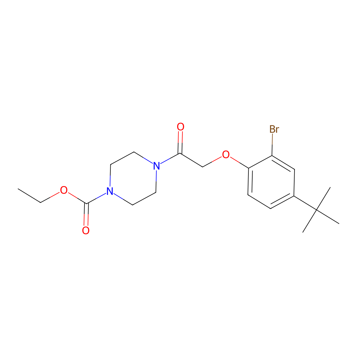 Ethyl 4-[(2-bromo-4-tert-butylphenoxy)acetyl]piperazine-1-carboxylate molecular structure, CAS 702650-49-5