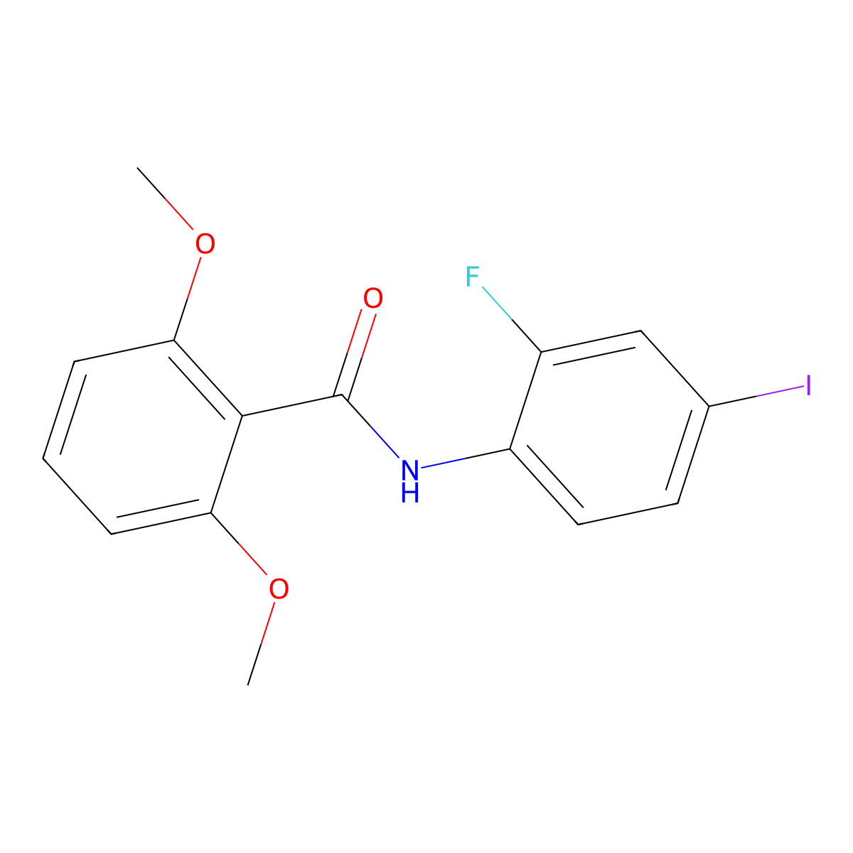 N-(2-fluoro-4-iodophenyl)-2,6-dimethoxybenzamide molecular structure, CAS 702650-50-8