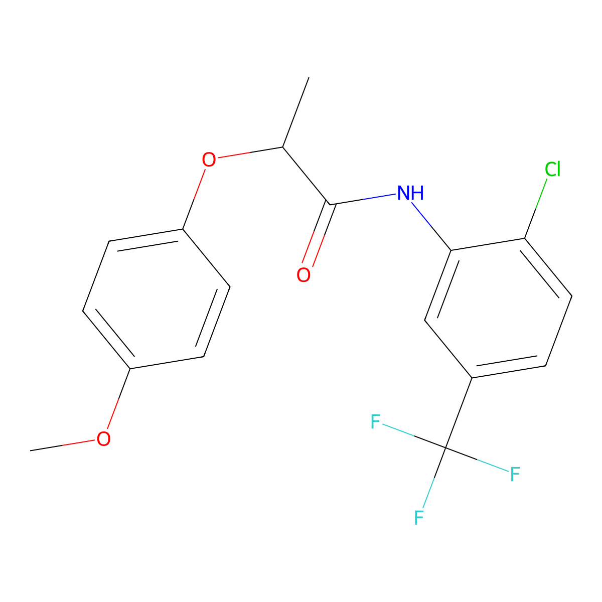 N-[2-chloro-5-(trifluoromethyl)phenyl]-2-(4-methoxyphenoxy)propanamide molecular structure, CAS 702650-51-9