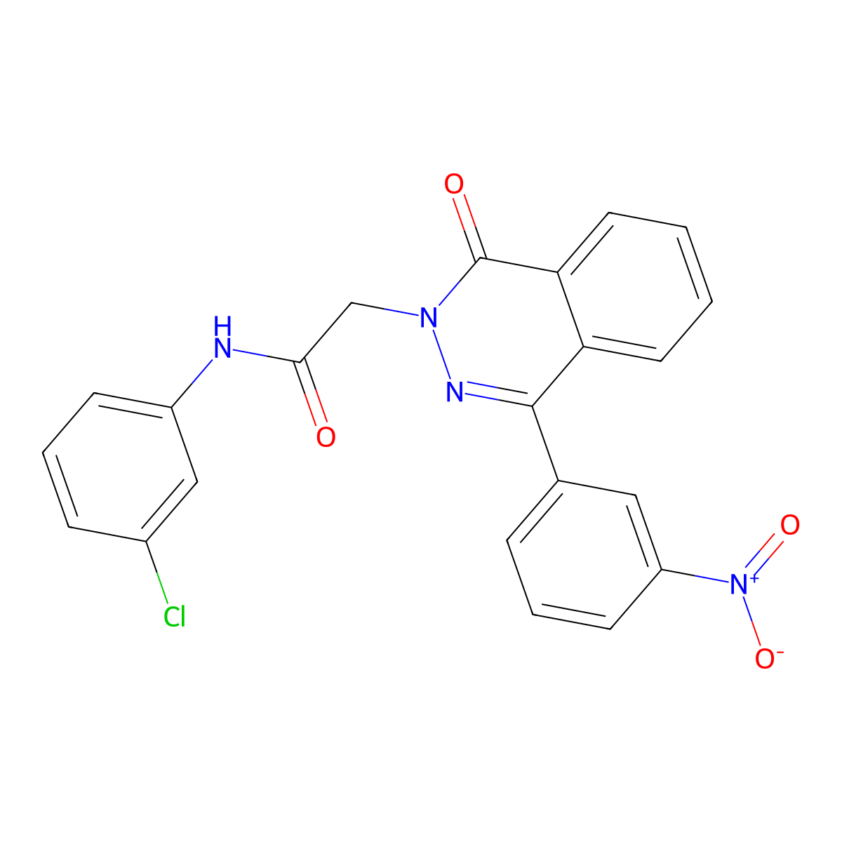 N-(3-chlorophenyl)-2-[4-(3-nitrophenyl)-1-oxophthalazin-2-yl]acetamide molecular structure, CAS 702650-58-6