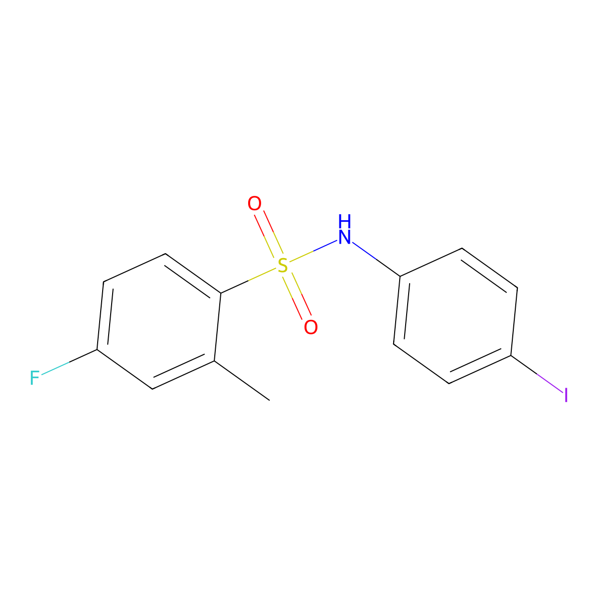 4-fluoro-N-(4-iodophenyl)-2-methylbenzenesulfonamide molecular structure, CAS 702650-75-7