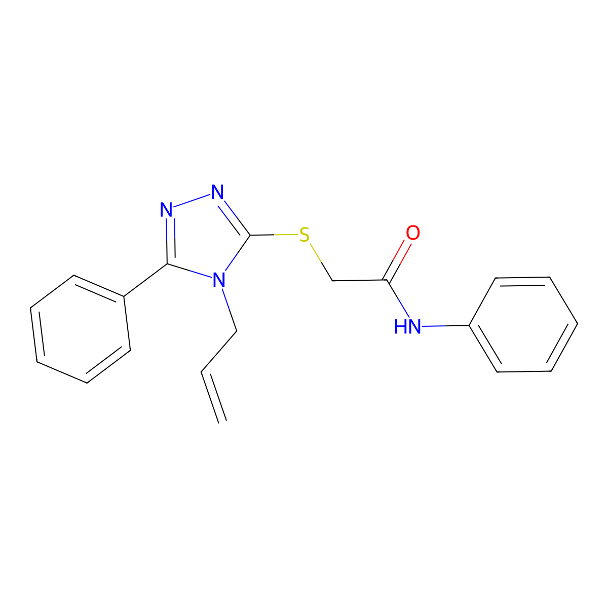 N-phenyl-2-[(5-phenyl-4-prop-2-enyl-1,2,4-triazol-3-yl)sulfanyl]acetamide molecular structure, CAS 702650-81-5