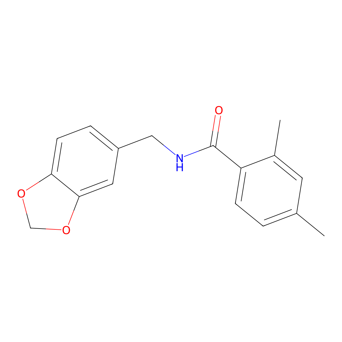 N-(1,3-benzodioxol-5-ylmethyl)-2,4-dimethylbenzamide molecular structure, CAS 702650-85-9