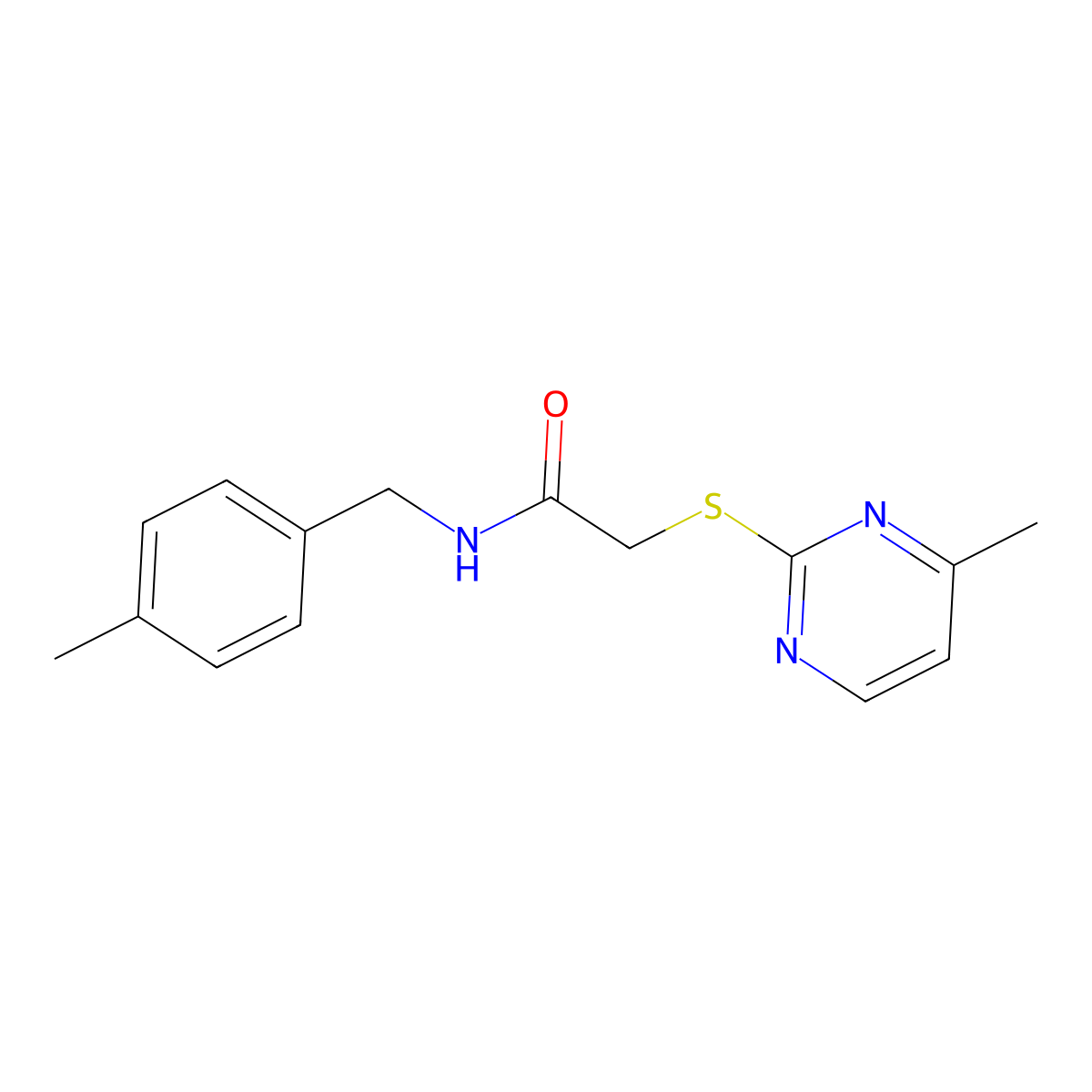 N-(4-methylbenzyl)-2-[(4-methylpyrimidin-2-yl)sulfanyl]acetamide molecular structure, CAS 702650-89-3