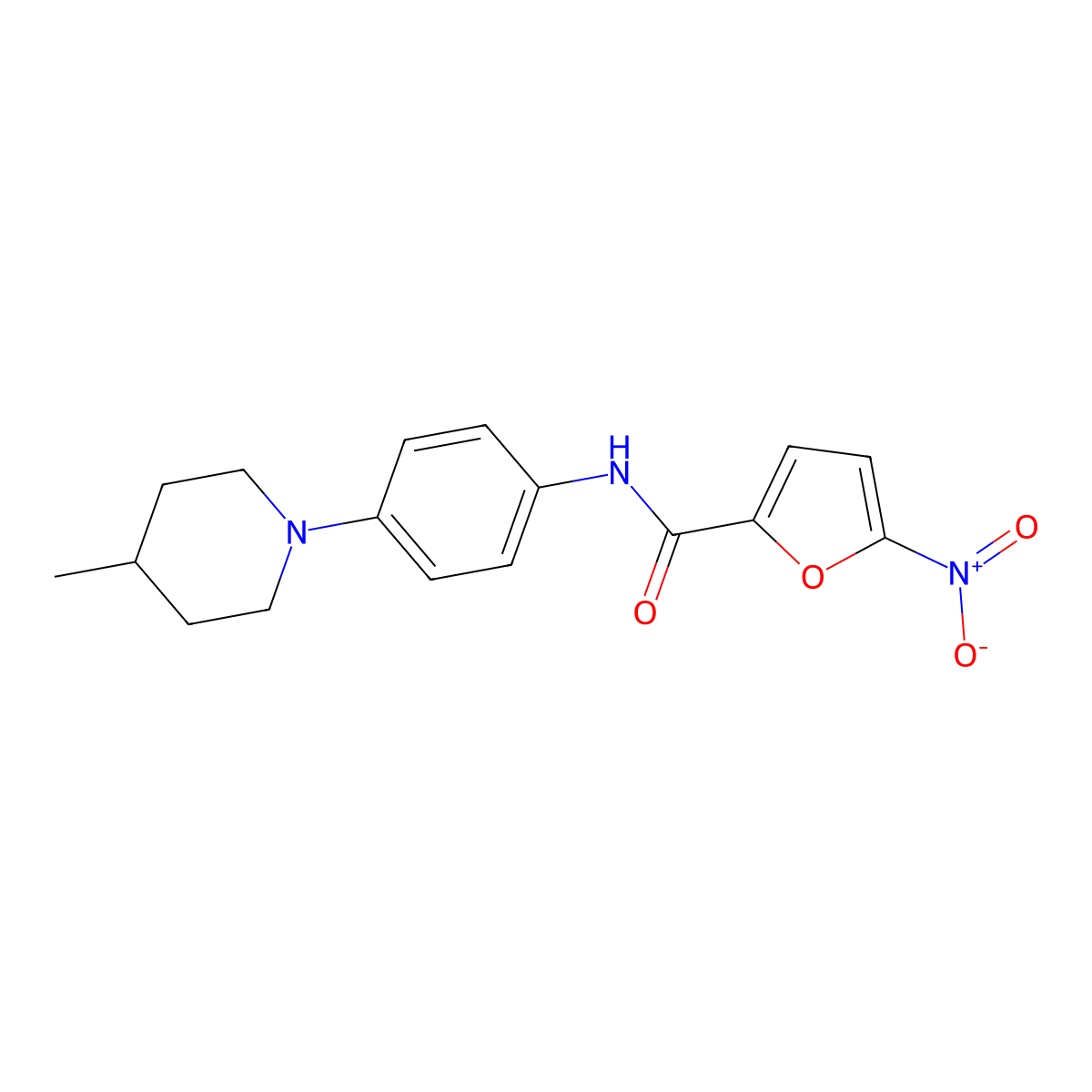 N-[4-(4-methylpiperidin-1-yl)phenyl]-5-nitrofuran-2-carboxamide molecular structure, CAS 702650-93-9