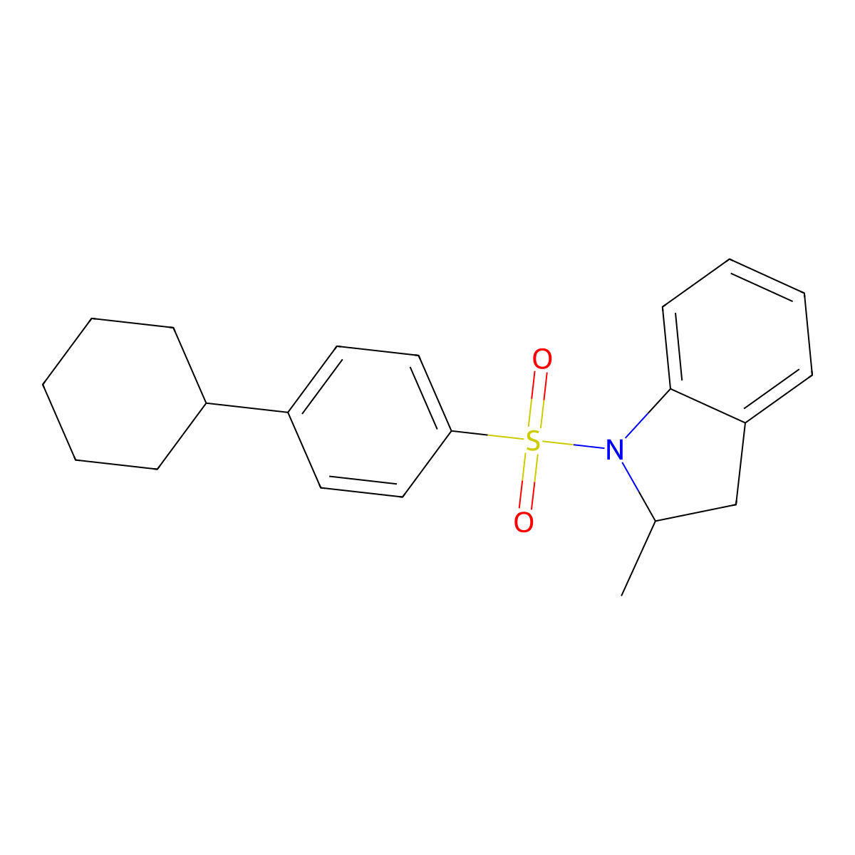 1-[(4-Cyclohexylphenyl)sulfonyl]-2-methylindoline molecular structure, CAS 702651-11-4