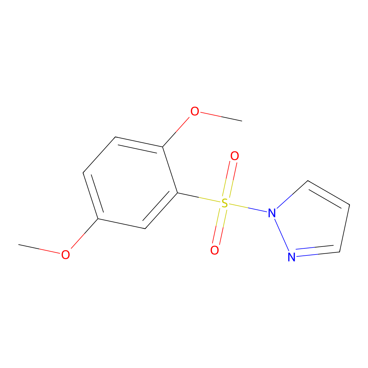 1-(2,5-Dimethoxyphenyl)sulfonylpyrazole molecular structure, CAS 702651-22-7