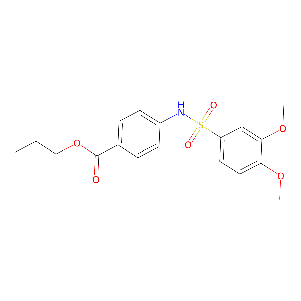 Propyl 4-[[(3,4-dimethoxyphenyl)sulfonyl]amino]benzoate molecular structure, CAS 702651-25-0
